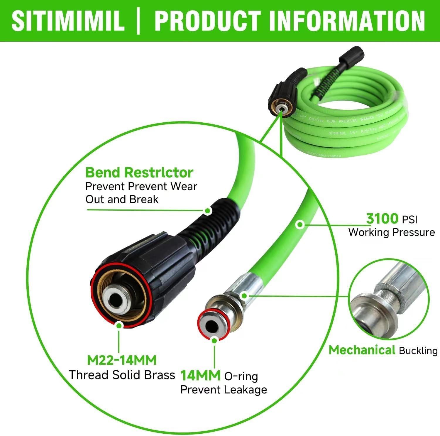 Professional 25 FT Kink Resistant Pressure Washer Hose – 3100 PSI Durability