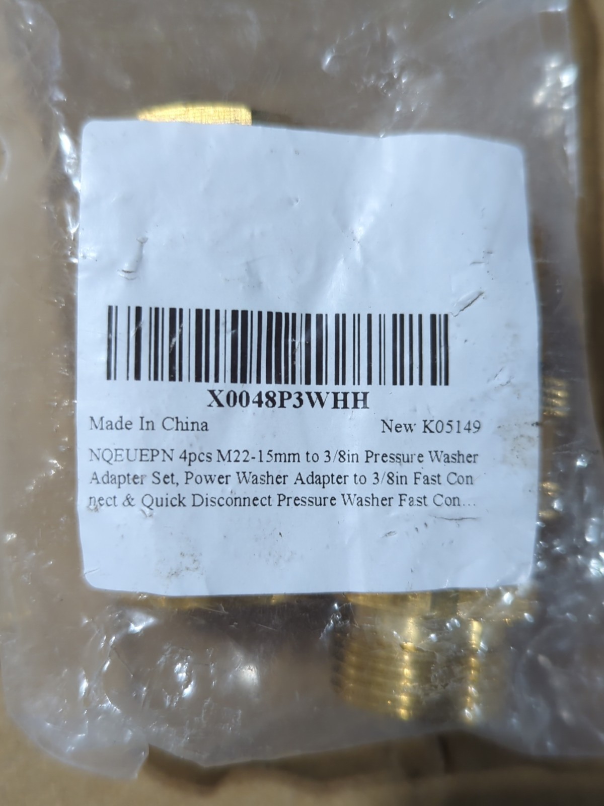 4PCS High Pressure Washer Adapter Kit Quick Connect M22-15mm to 3/8″ Swivel Set