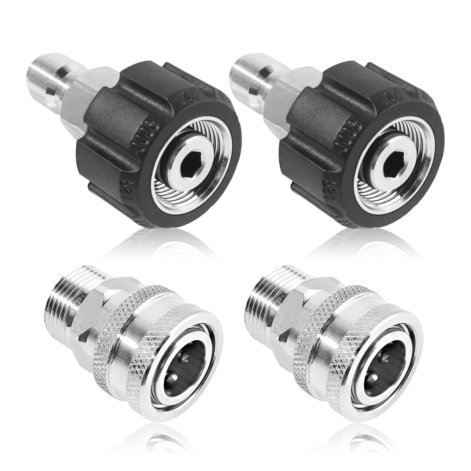 Pressure Washer Adapter Set M22 14mm to 3/8 Inch Stainless Steel Quick Connec…