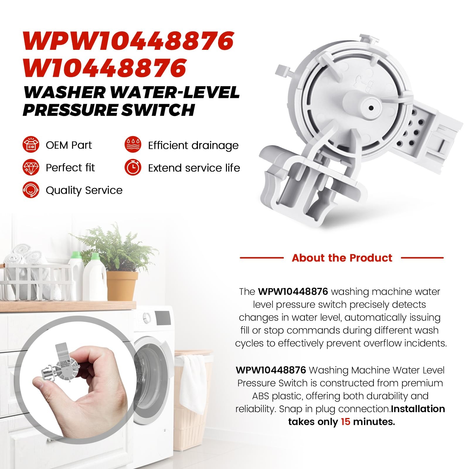 𝟮𝟬𝟮𝟲 𝙐𝙥𝙜𝙧𝙖𝙙𝙚𝙙 WPW10448876 Washer Water-Level Pressure Switch(0EM)…