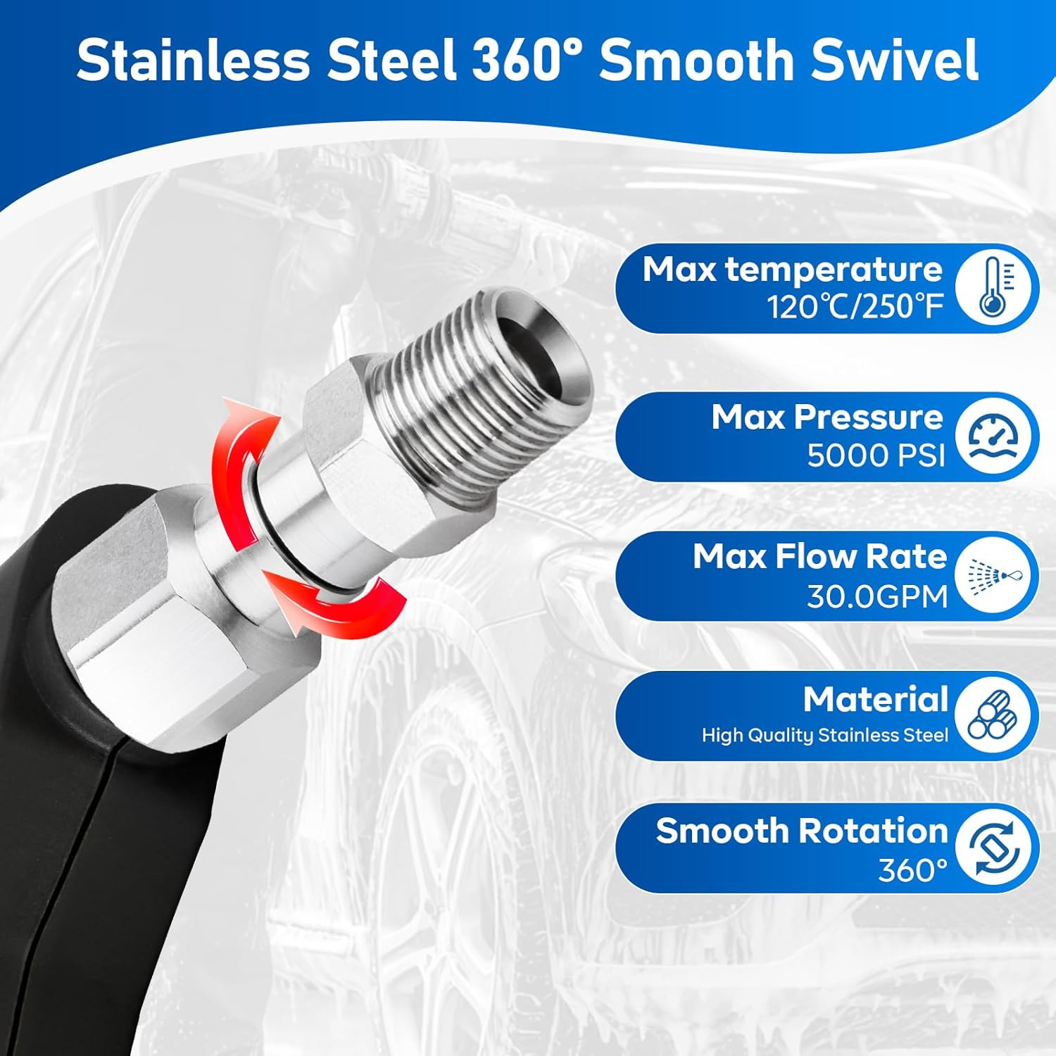 Pressure Washer Swivel Fitting, 3/8″ NPT Thread Fittings, 3/8” Male to Female Ad