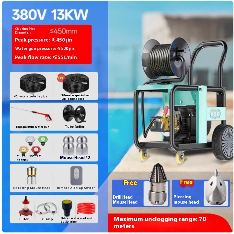 220V380V Diesel Gasoline Electric Sewer Water Rat Pipe Unclogging Machine