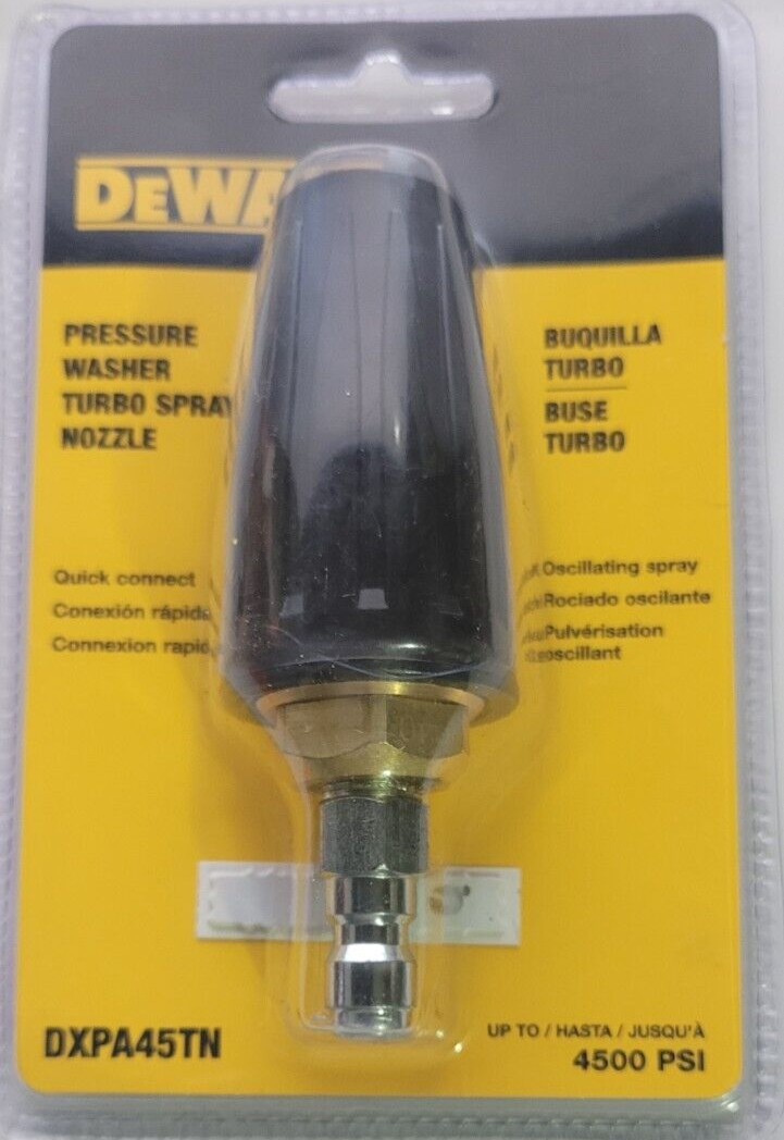 DEWALT 4500 PSI Turbo Nozzle powerful jet of oscillating water Model #DXPA45TN
