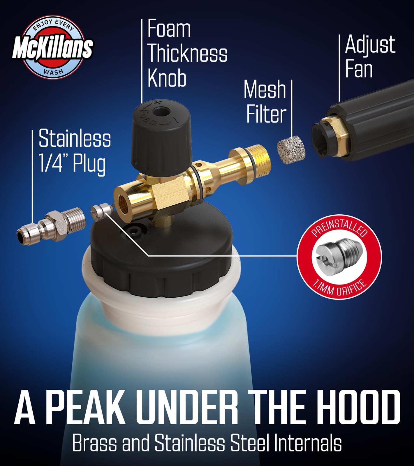 McKillans Pressure Washer Gun with Swivel Foam Cannon Wide Mouth M22-14mm A…