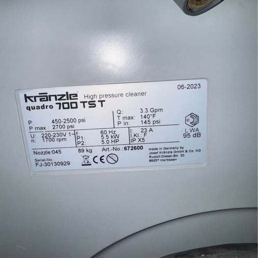 Kranzle K700TST 2500 PSI 3.3 GPM Pressure Washer