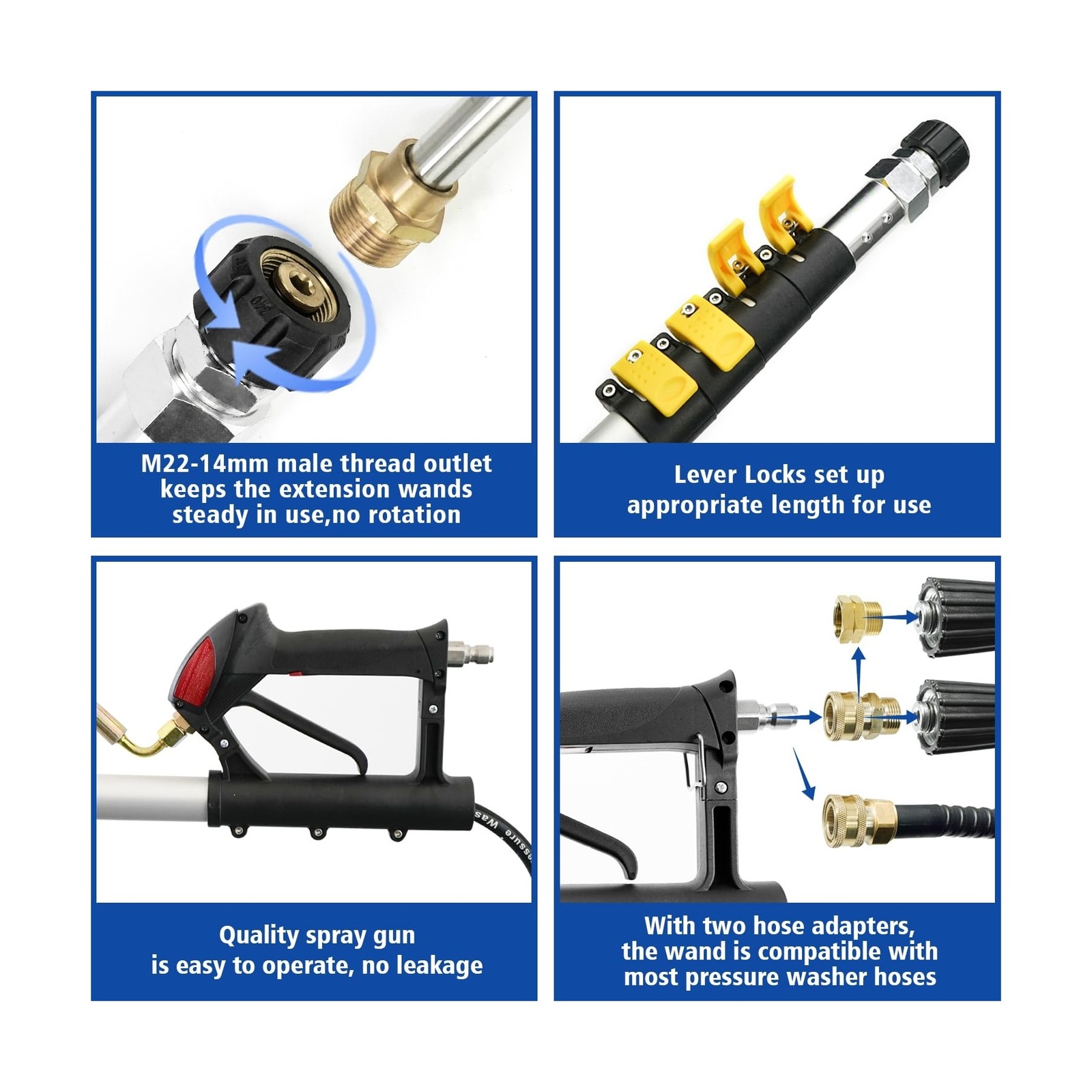 RAYNEL 24FT Telescoping Pressure Washer Extension Wand with Brush Head,Power …