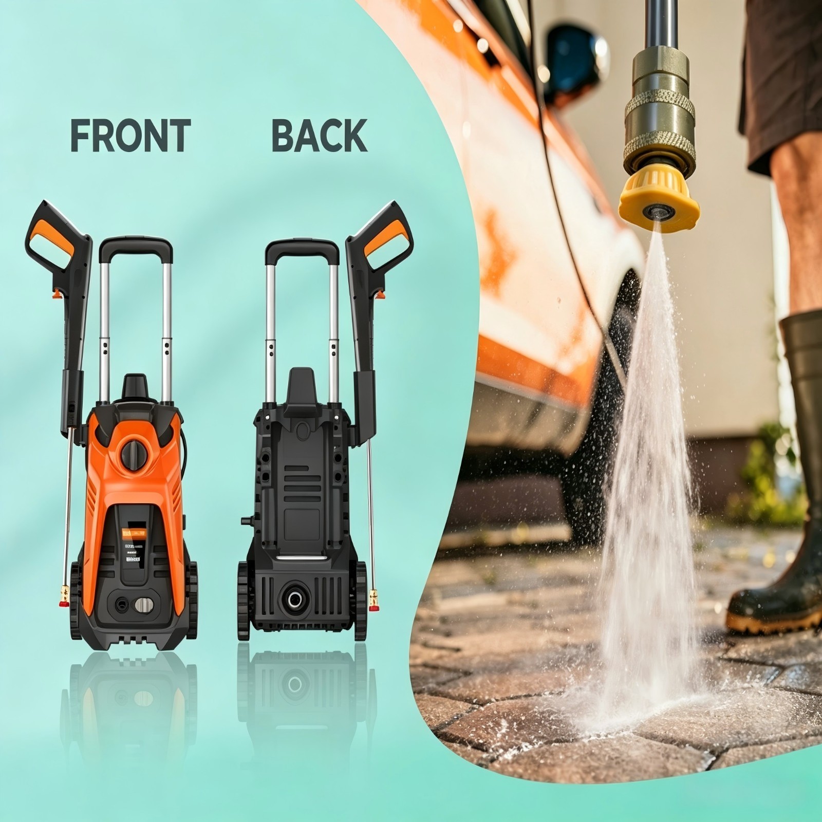 Pressure Washer 4200PSI 2.0GPM, Powerful Cleaning, 4 Nozzle Tips, for Car