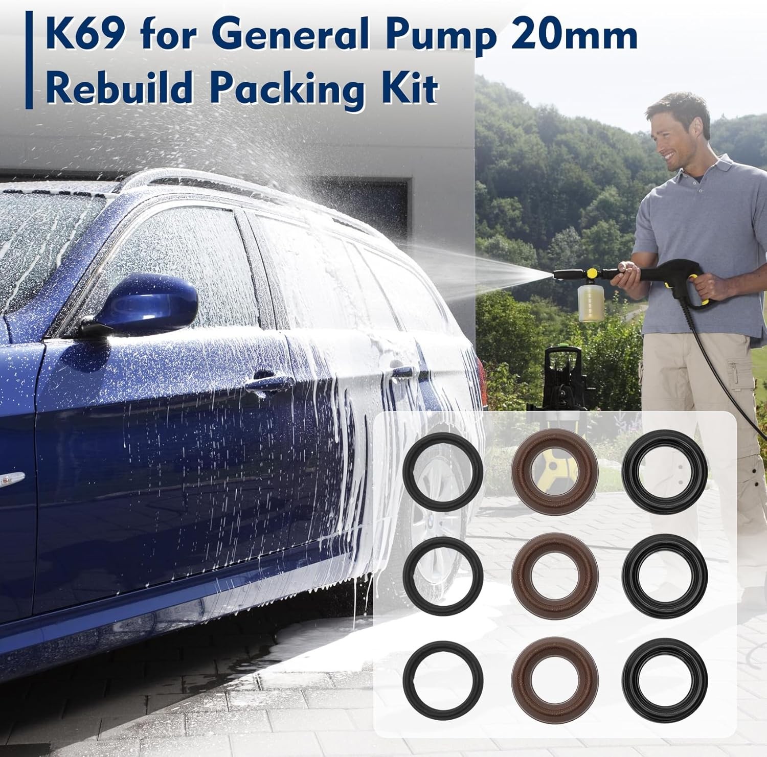 General Pump Replacement Seal Packing Kit K69 For Interpump TS2021 & TS1511