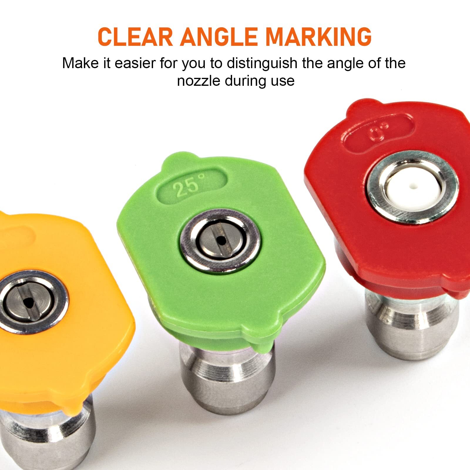 5 Pack Pressure Washer Spray Nozzle Tips Multiple Degrees 1/4″ Quick Connection