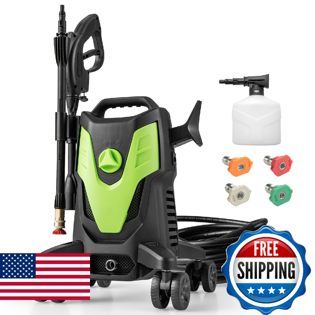 Costway Electric Pressure Washer 4 Universal Wheels 2400 Psi High Pressure