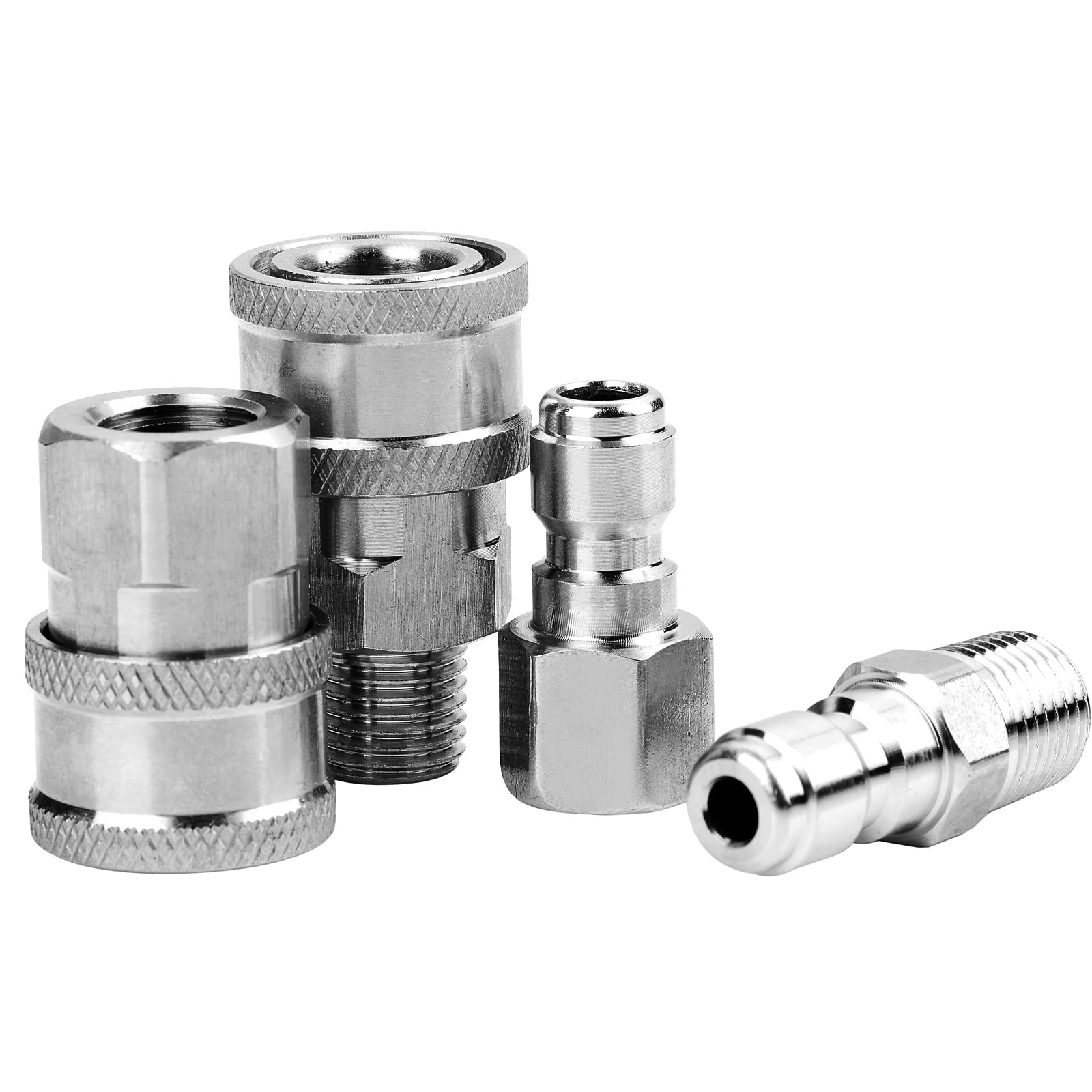 4 Sets NPT 3/8 Inch Pressure Washer Coupler Quick Connect Plug Adapter Stainless