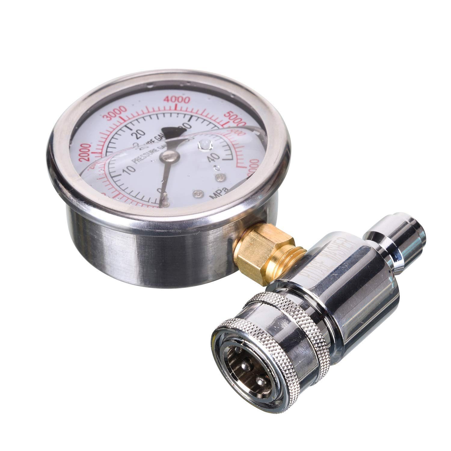 Pressure Washer Gauge with 3/8 Inch Quick Connect Socket and Plug, 6000 PSI