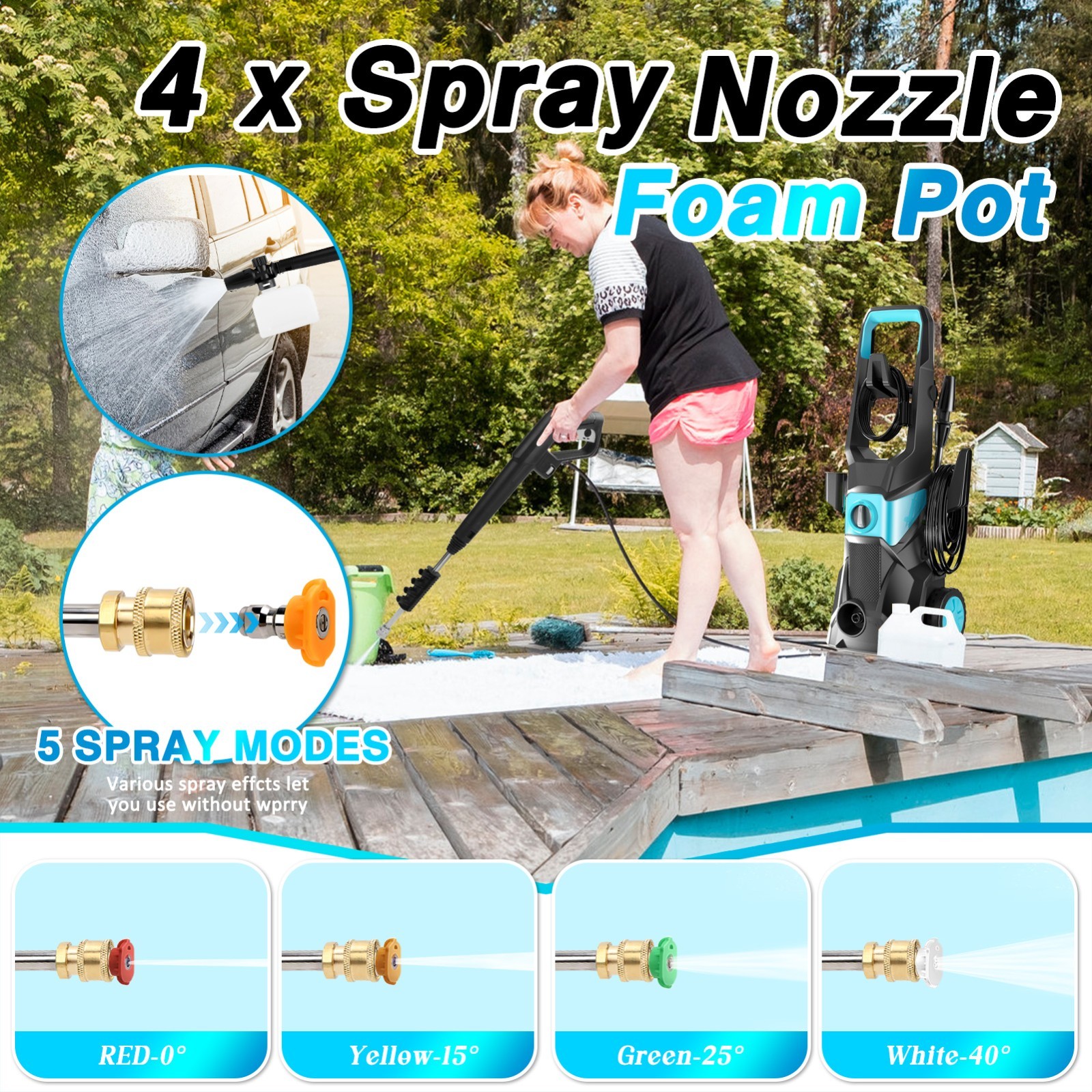 4200PSI 2.4 GPM Portable High-Pressure Washer Power Cleaner Car Washing Machine