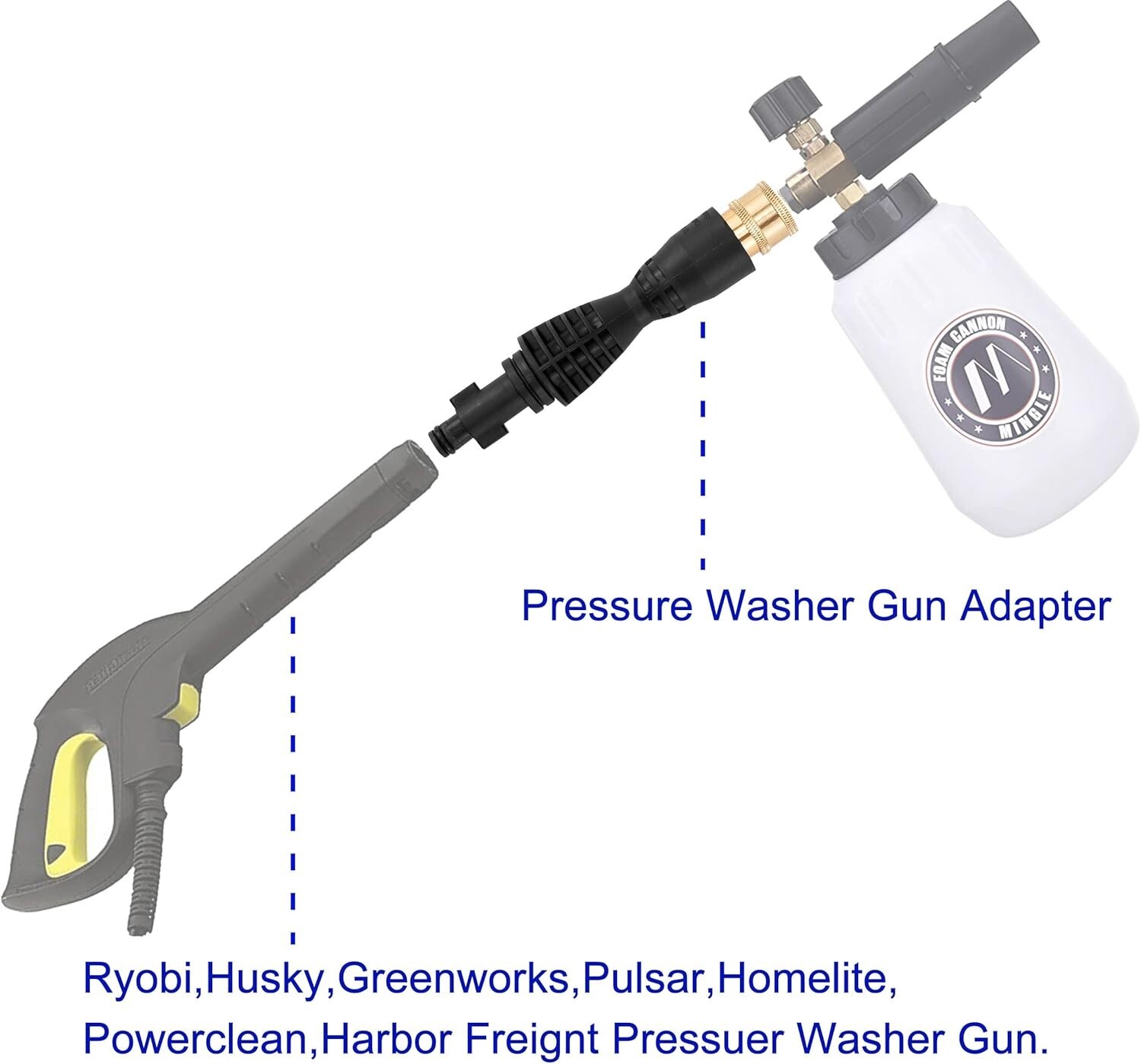 Pressure Washer Gun Adapter Foam Cannon Replacement Parts For Portland Ryobi