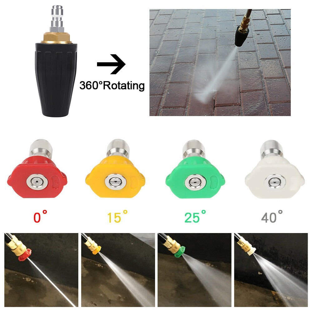 4.0GPM High Pressure 1/4″ Washer Rotating Turbo Nozzle Spray Tip 4000PSI Quick