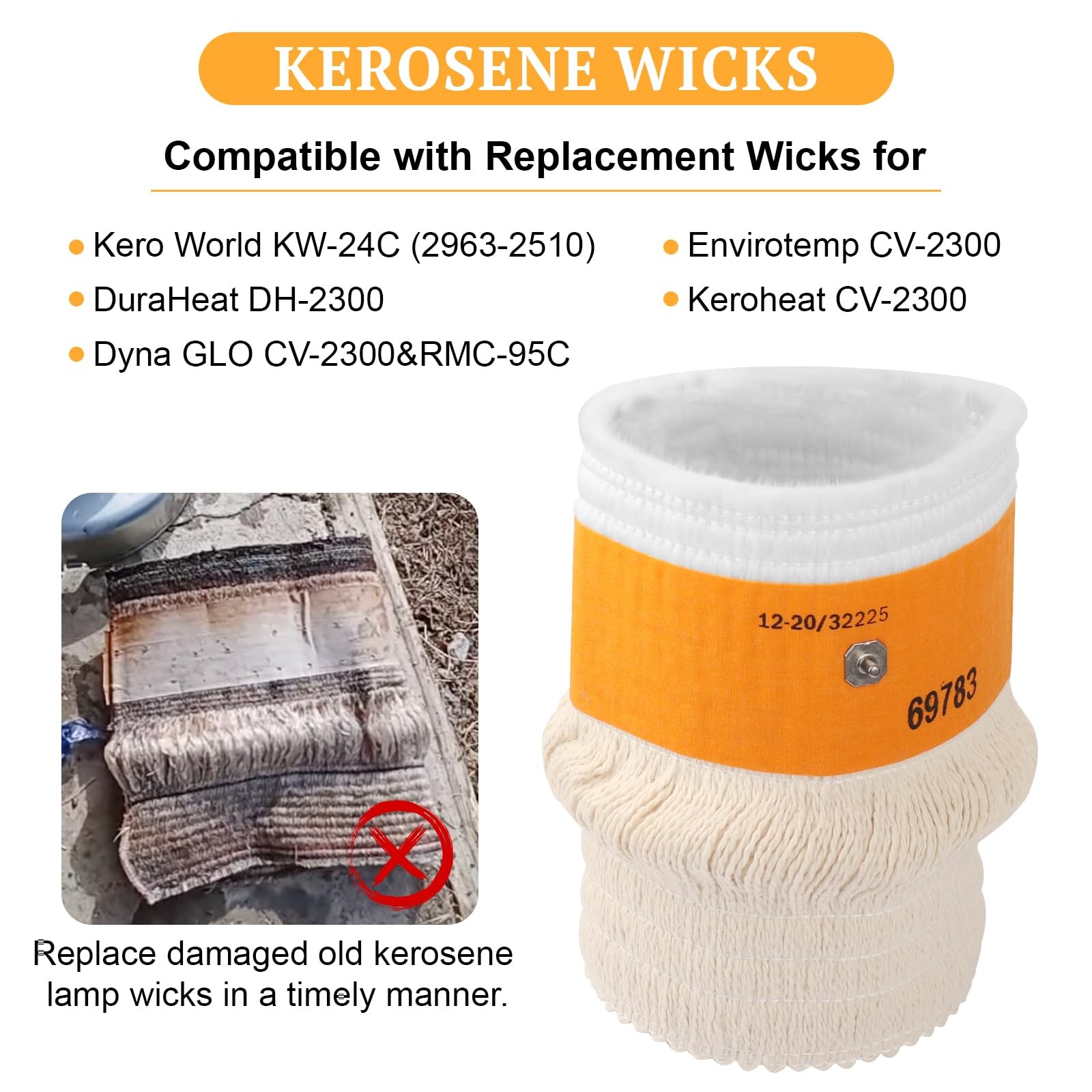 32225 Kerosene Heater Wick Replacement for Kero World KW-24C 7.4″x7.9″, White