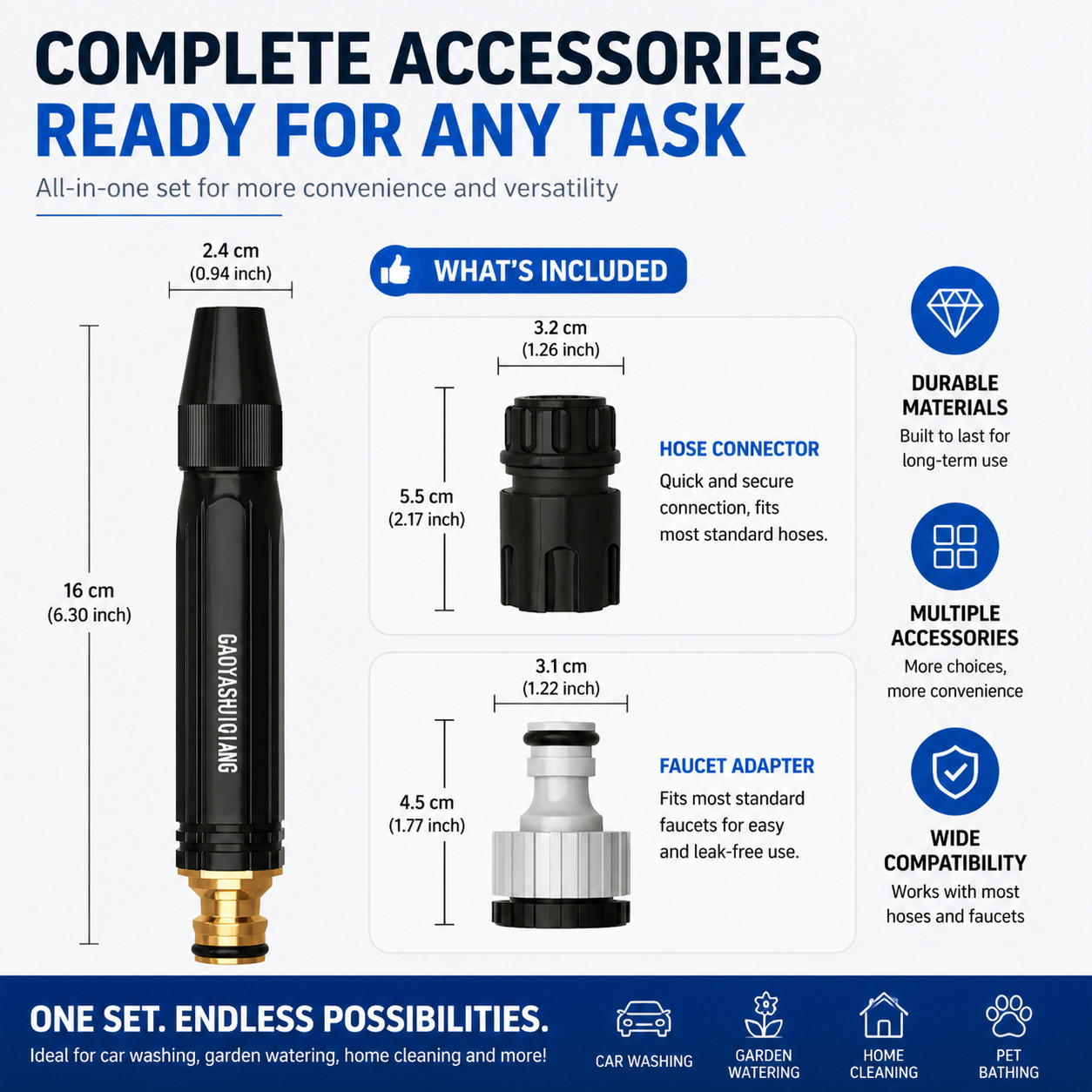 Orofera High Pressure Hose Nozzle Water Gun for Car Wash Garden Pressure Booster