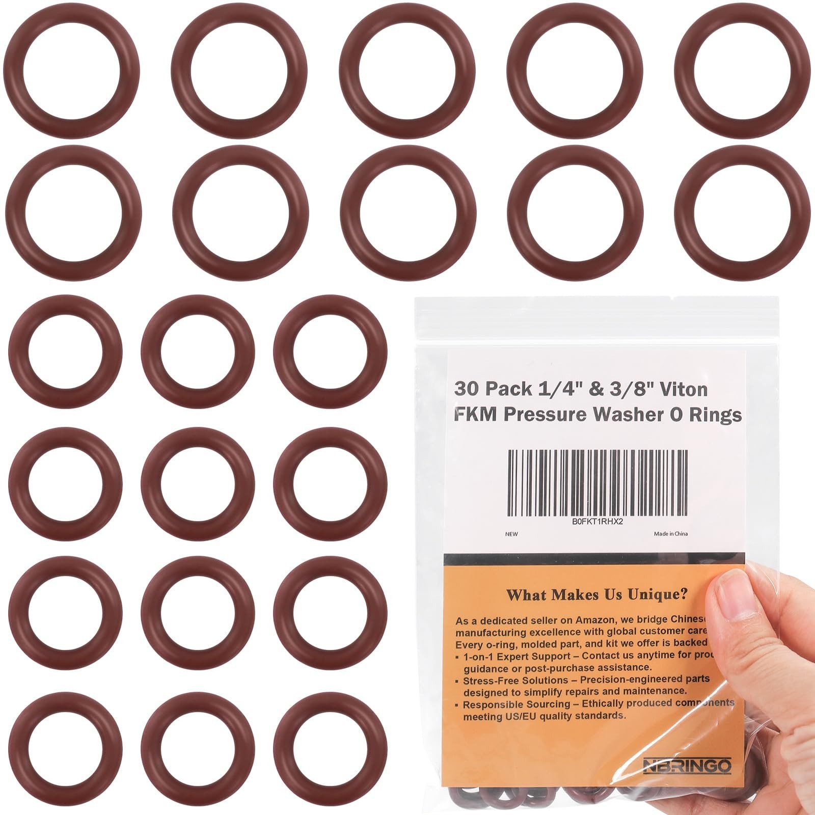 30 Pack Pressure Washer O Rings – Viton FKM Seals for 1/4″ & 3/8″ Couplers