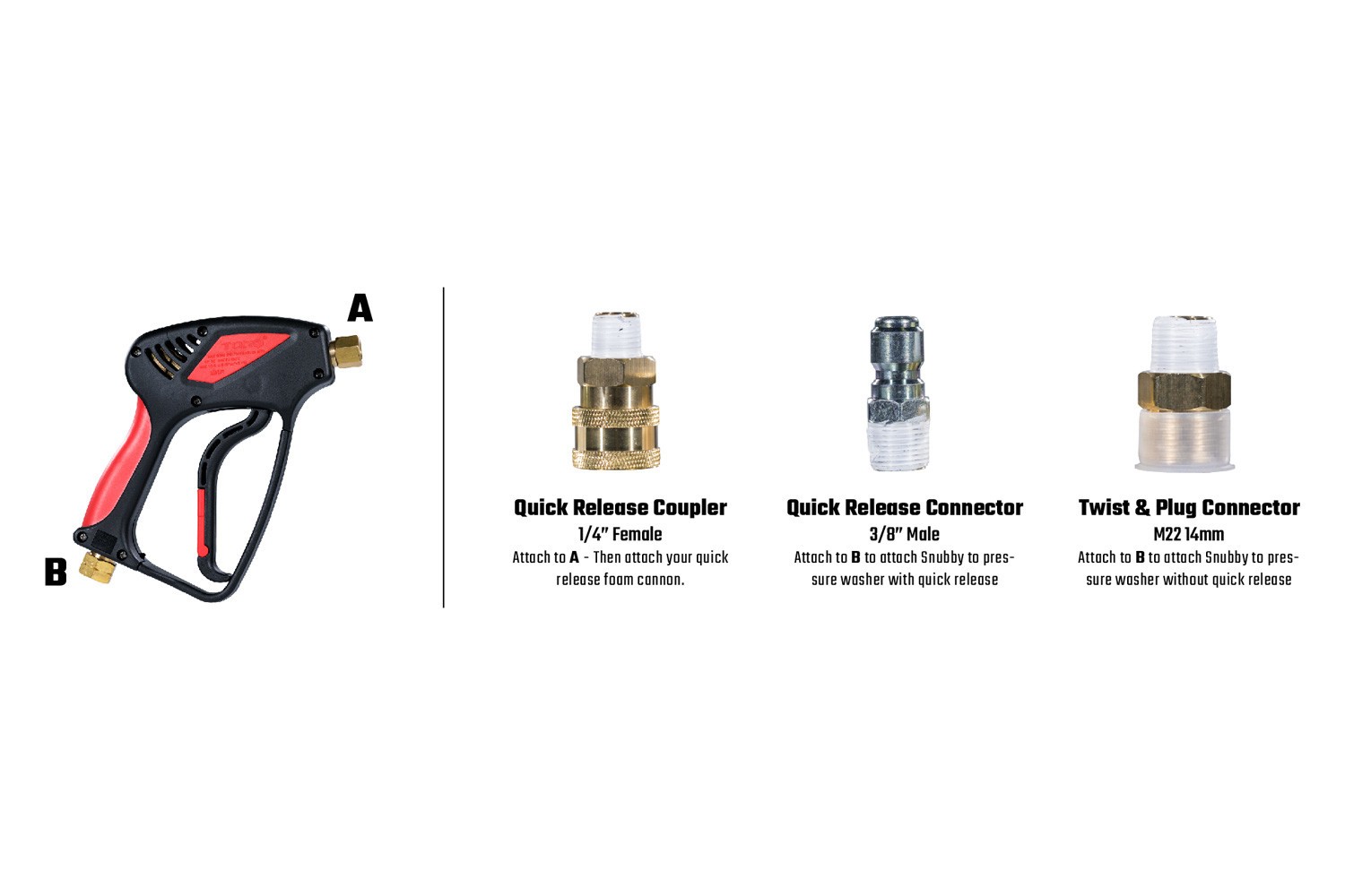 Chemical Guys TORQ 5000 psi Snubby Spray Gun w Foam Cannon Attachment