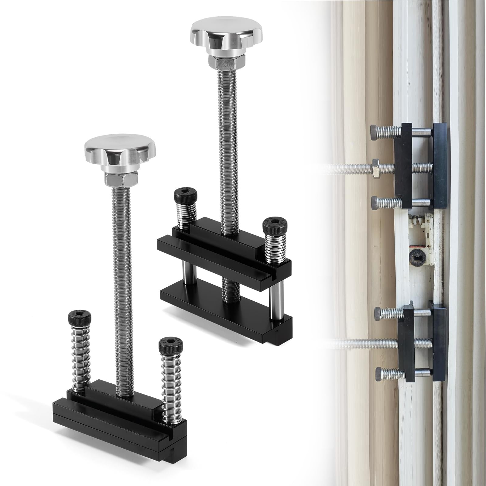 Rendrox 2PCS Window Jamb Stretcher Tool Set with 6061 Aluminum Silver & Black