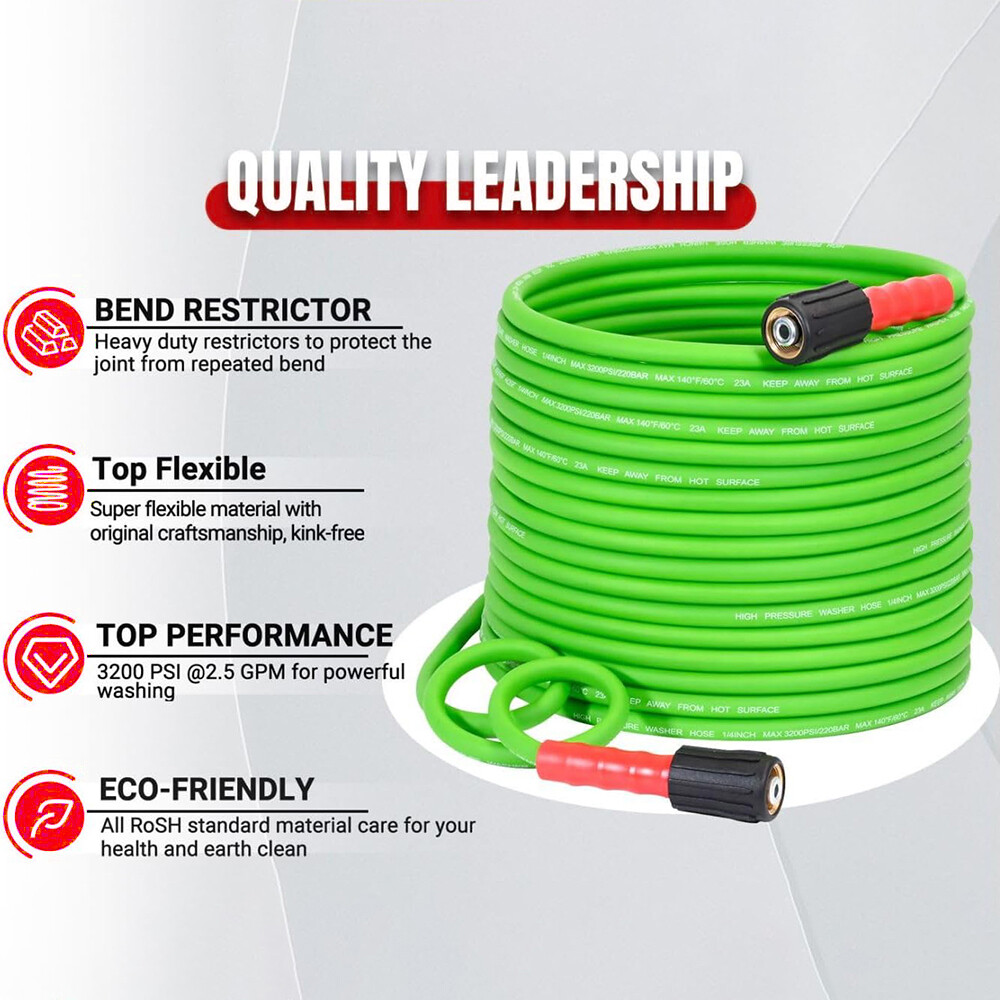 YAMATIC Flexible Pressure Washer Hose 1/4″ Kink Resistant Power Washer Hose M22