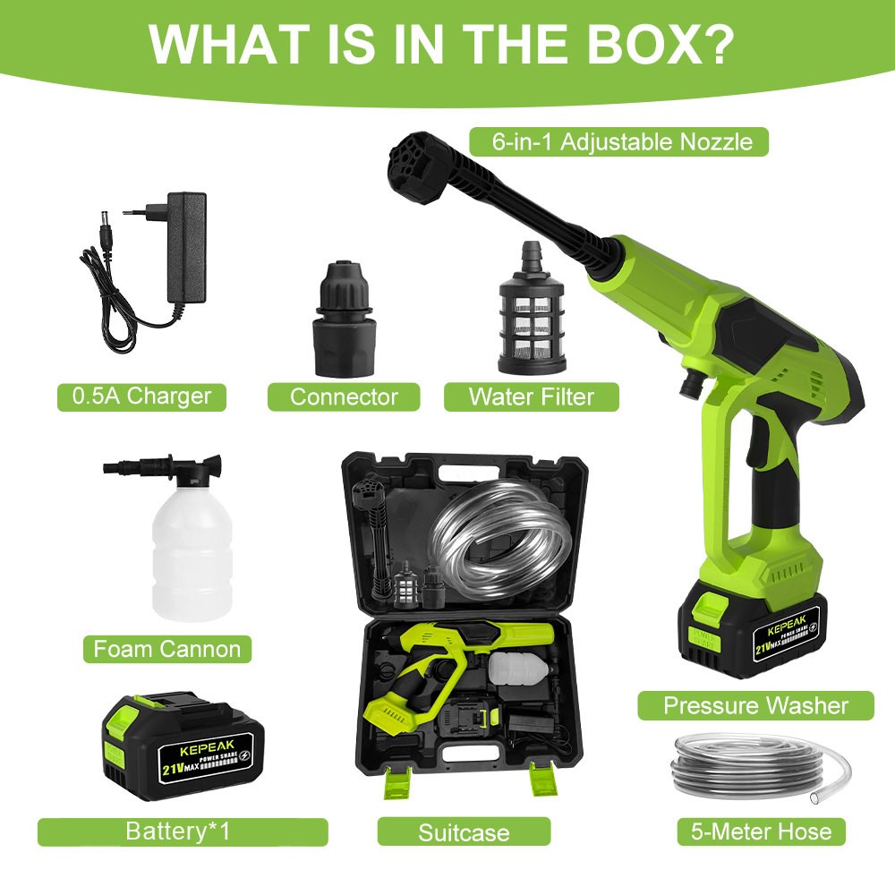 Electric Cordless Portable High Pressure Water Spray Gun Car Washer Cleaner Tool
