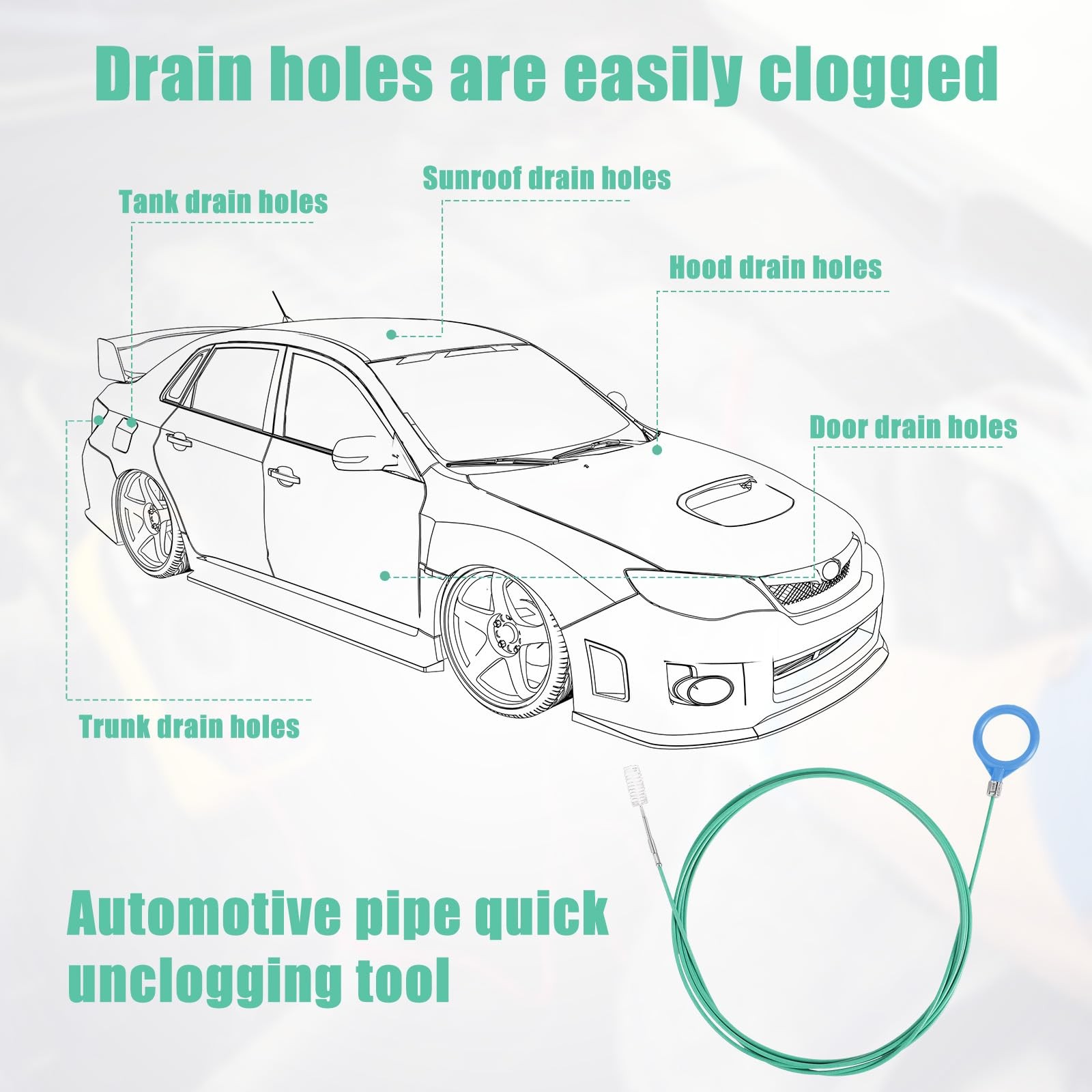 Auto Sunroof Drain Cleaning Tool, 118in Long as shown in the detailed picture