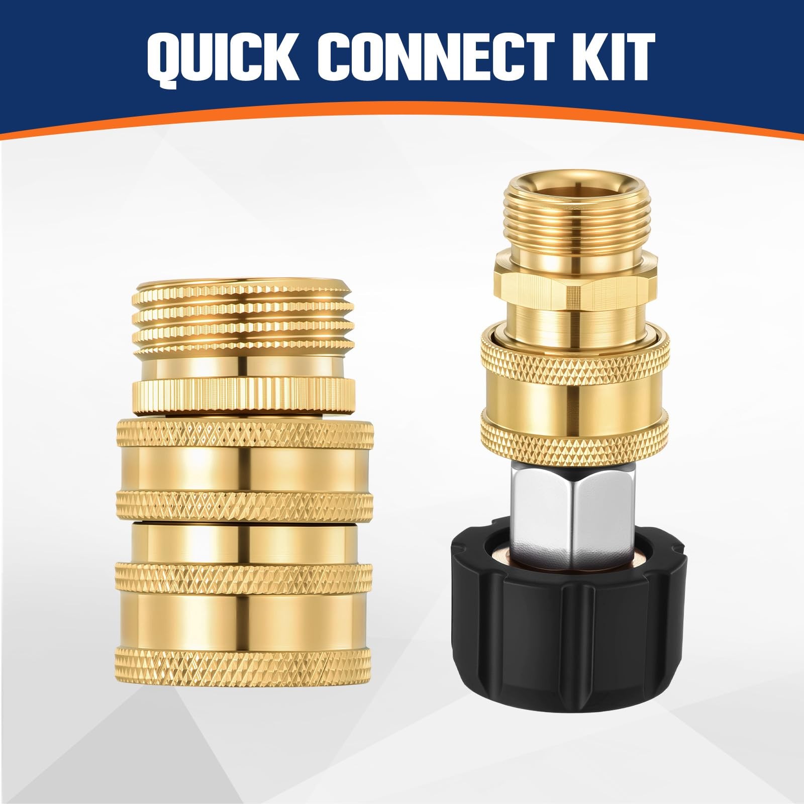 9 PCS Pressure Washer Adapter Set Brass Quick Disconnect M22 Swivel 3/8 Inch