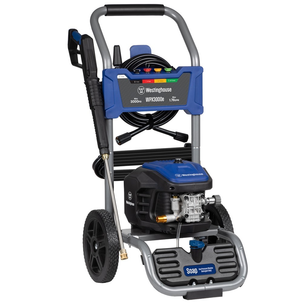 3000 Max PSI 1.76 Max GPM 13 Amp Corded Electric Pressure Washer Kit Cleaner