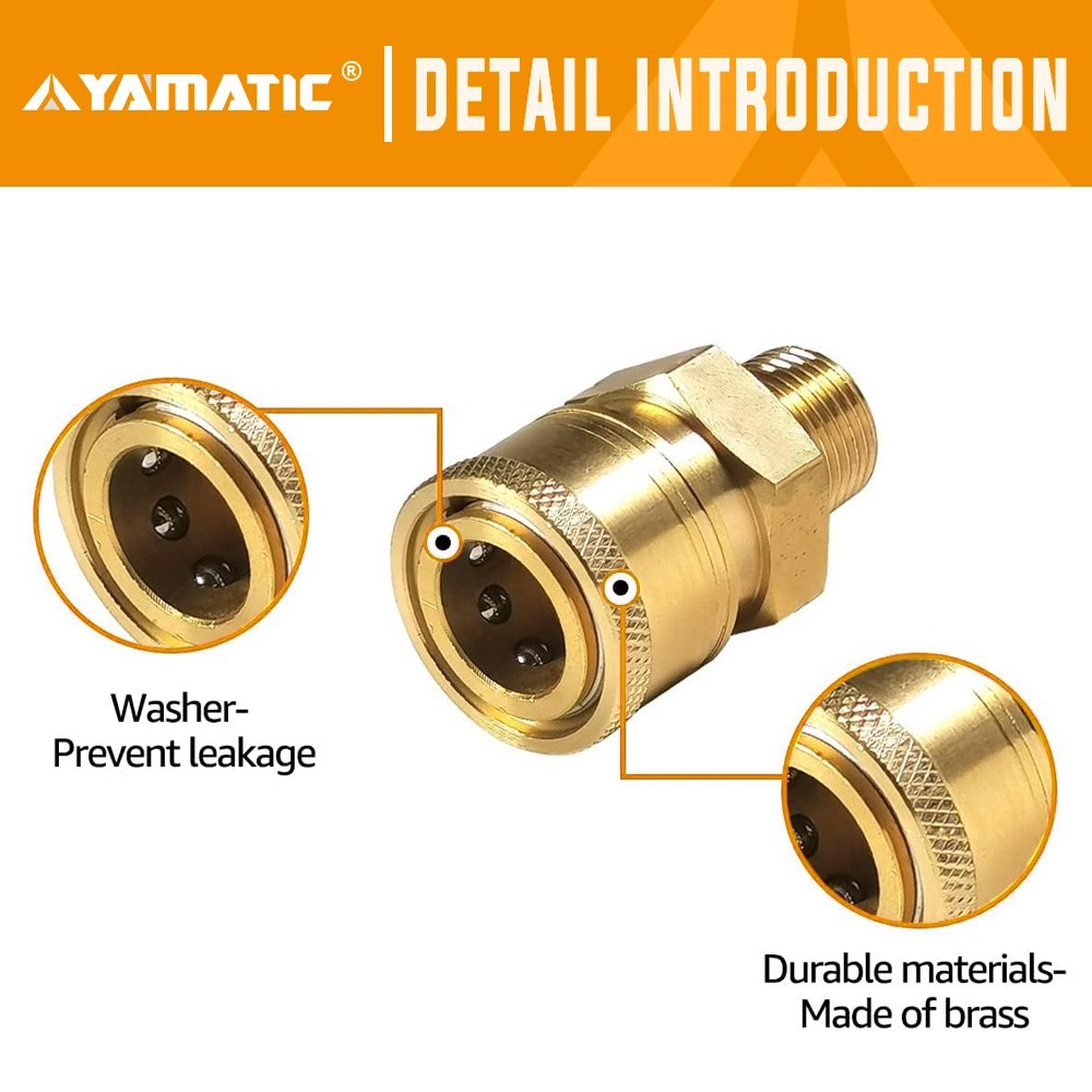 YAMATIC 5000 psi Pressure Washer Adapter Couplers 3/8” Quick Connect Socket