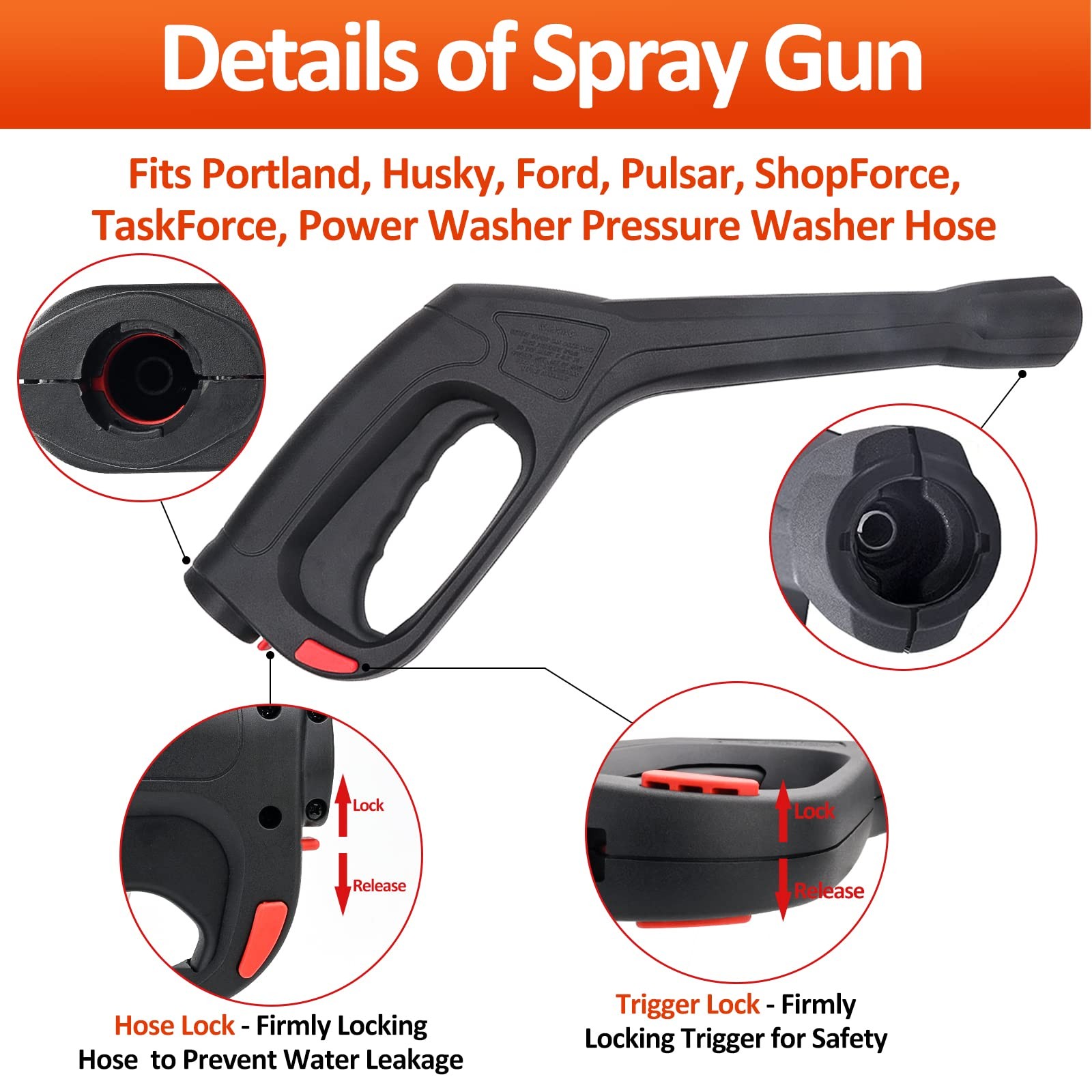Bear Force High Pressure Power Washer Water Spray Gun, Replacement Pressure W…