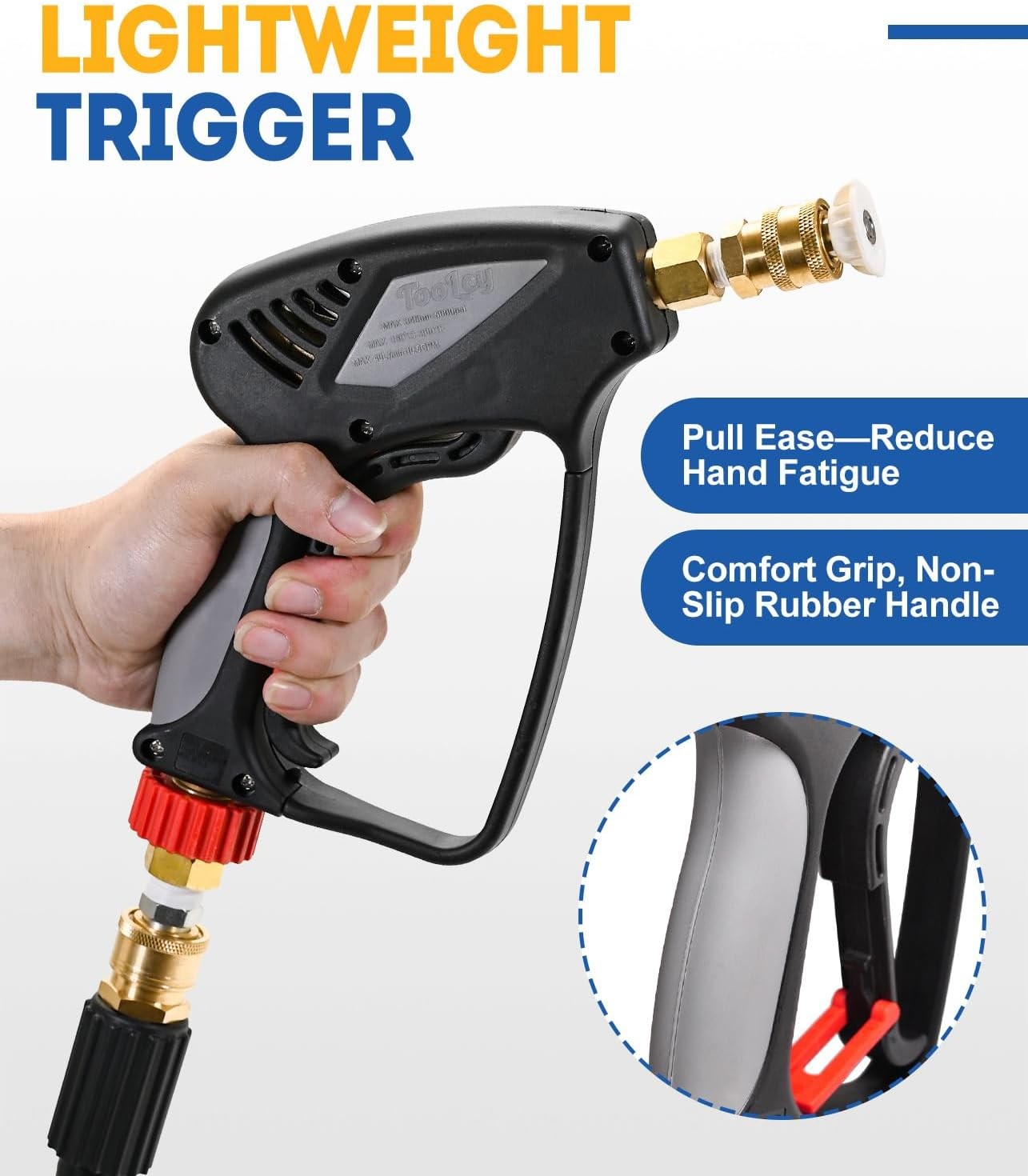 5000 PSI Pressure Washer Gun, Short with 3/8″ Swivel & M22-14mm Fitting