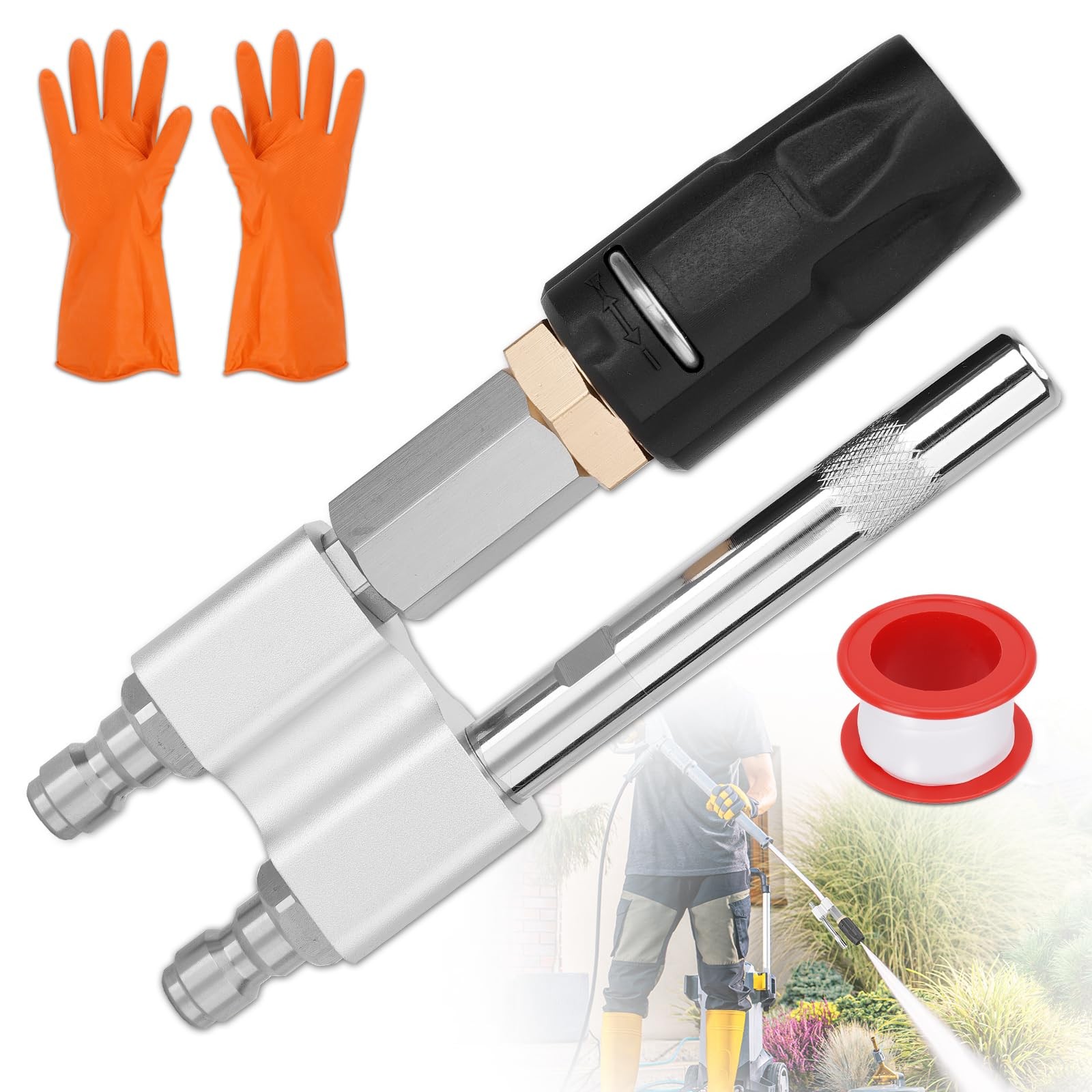 Adjustable Soft Wash Nozzle 2 in 1 M5 Tip Twist for 3-7 GPM Pressure Washer 1/4″