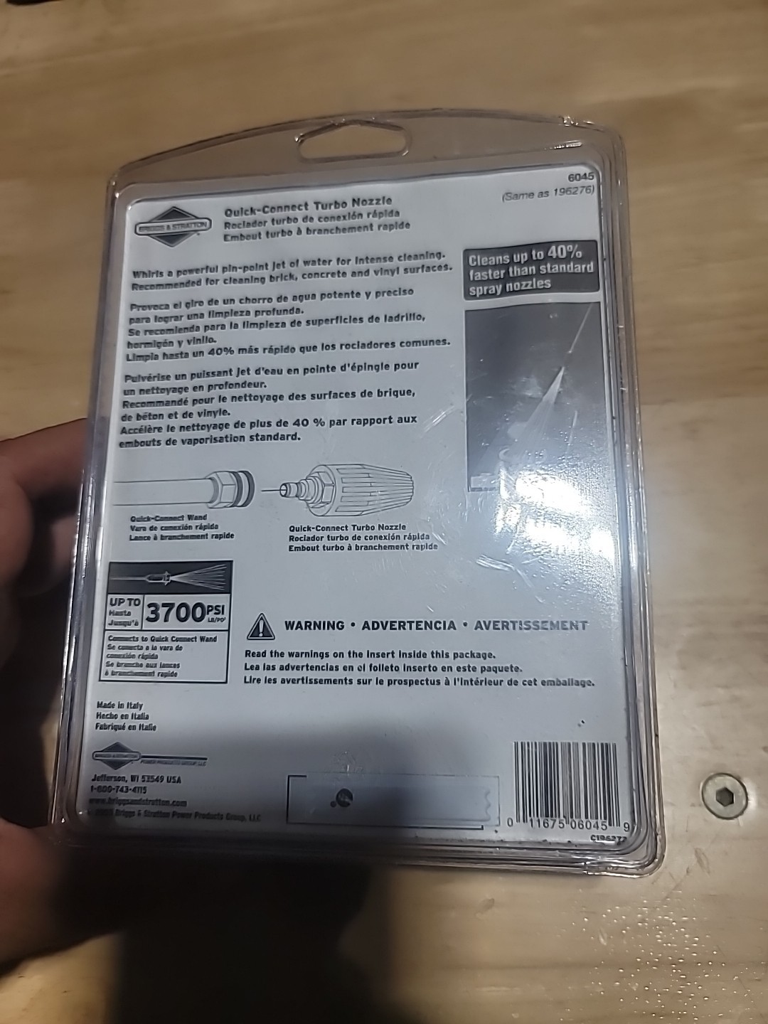 Genuine Briggs &Stratton 6045 QuickConnect Turbo Nozzle Pressure Washer 3700 PSI