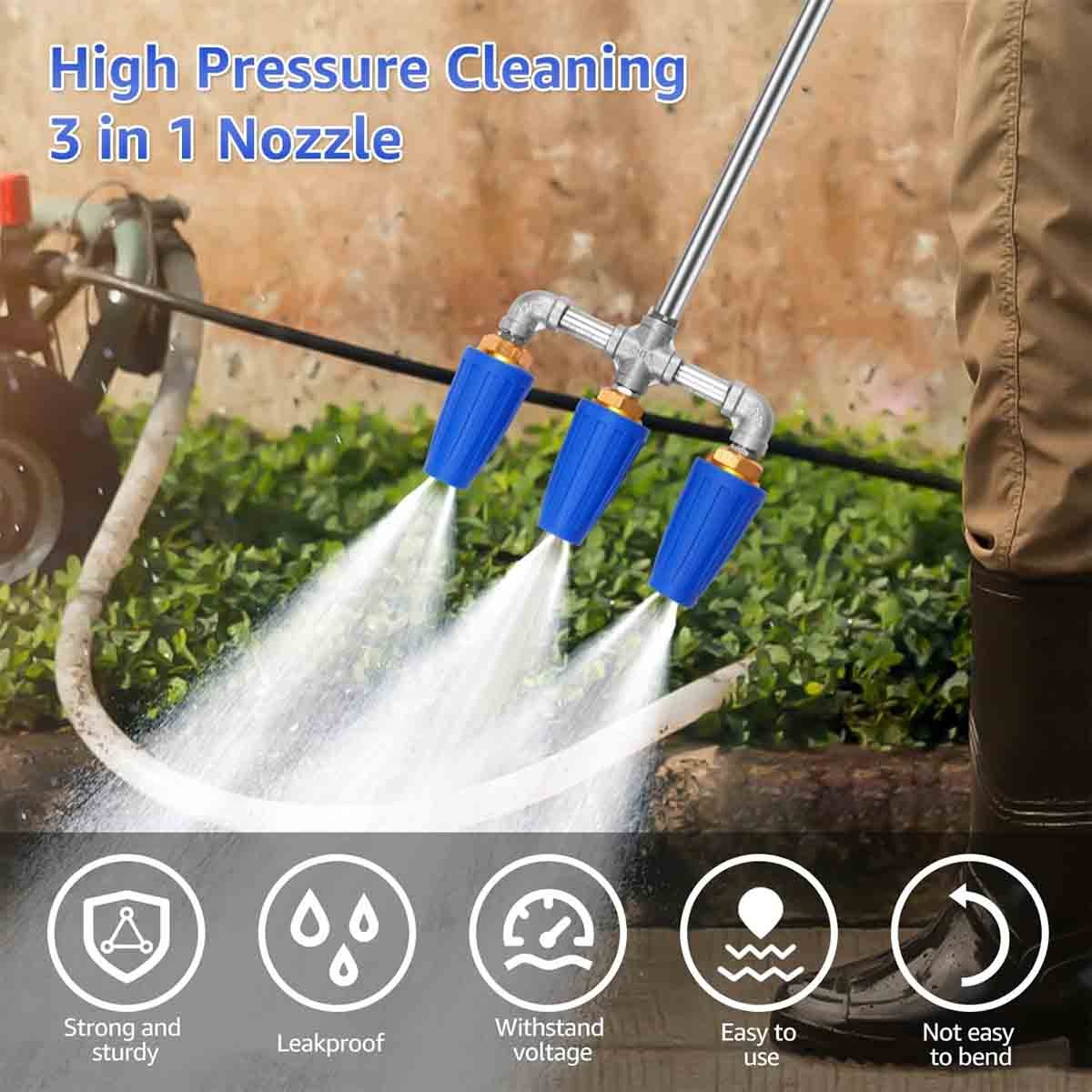 3 in 1 4000 PSI Multi Head Tip Wash Attachments 360° Rotating Spray Tips