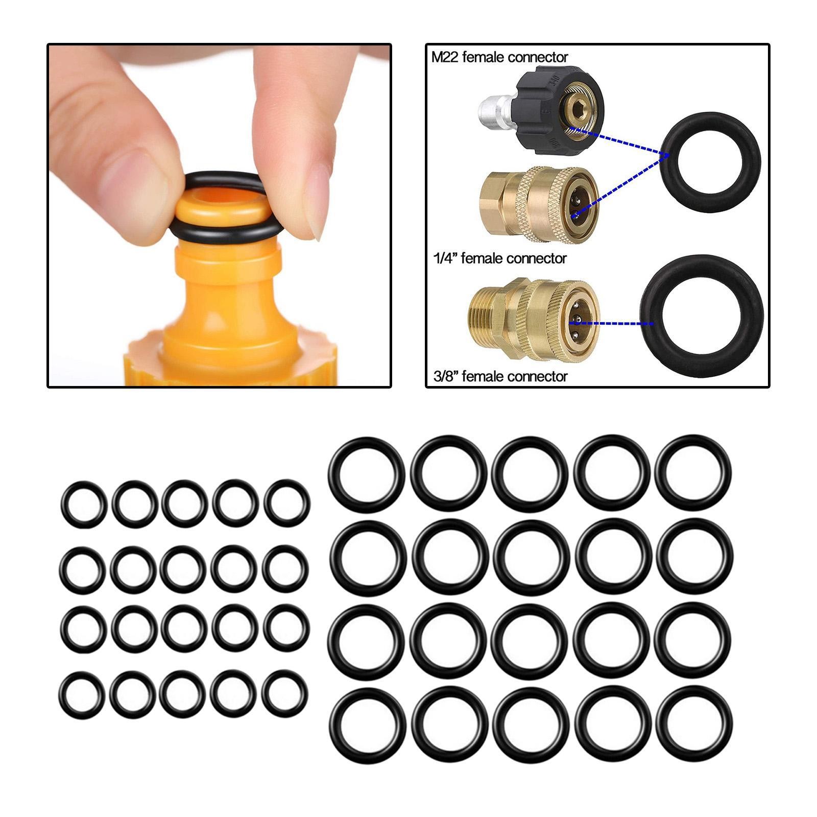 40Pcs O Ring Set Seal Rings 1/4 M22 3/8 Quick Connector Pressure Washer Gasket