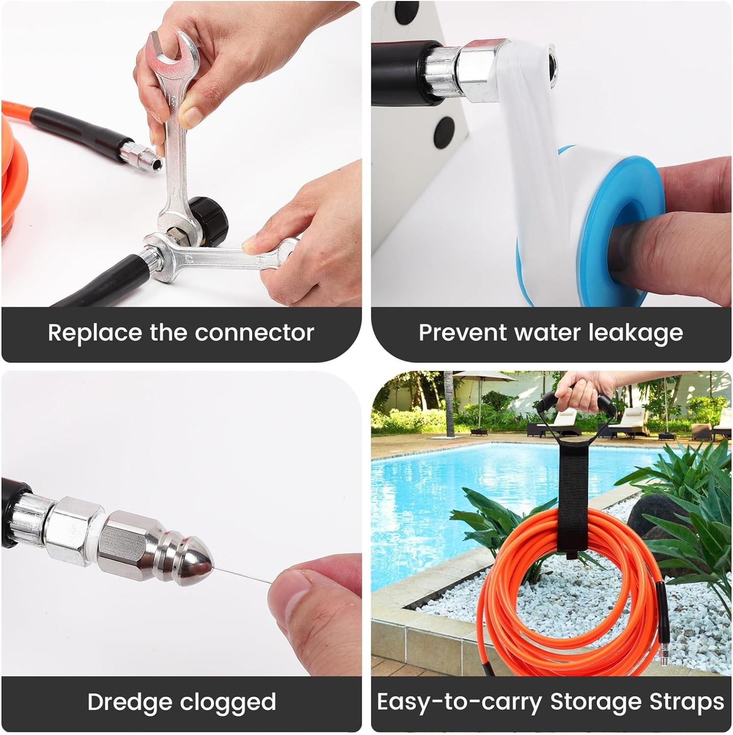 50FT Sewer Jetter Kit for Pressure Washer, 5800 PSI Water Jet Drain Cleaner H…