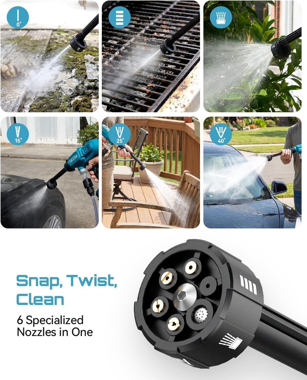 1250 PSI Cordless Power Washer | Brushless Motor, 27FT Hose
