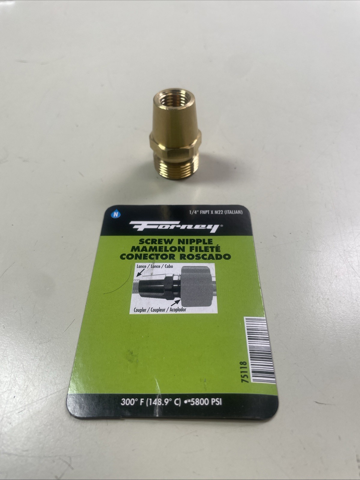 Forney 75118 Screw Nipple 1/4” FNPT x M22 Fitting