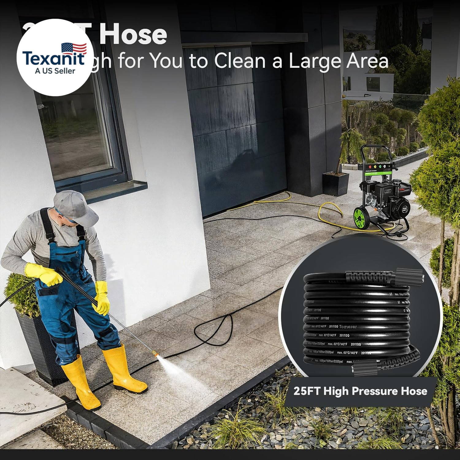 Professional 4200PSI 4GPM 212CC Gas Exterior Cleaner, 7.0HP Commercial Gas Washi