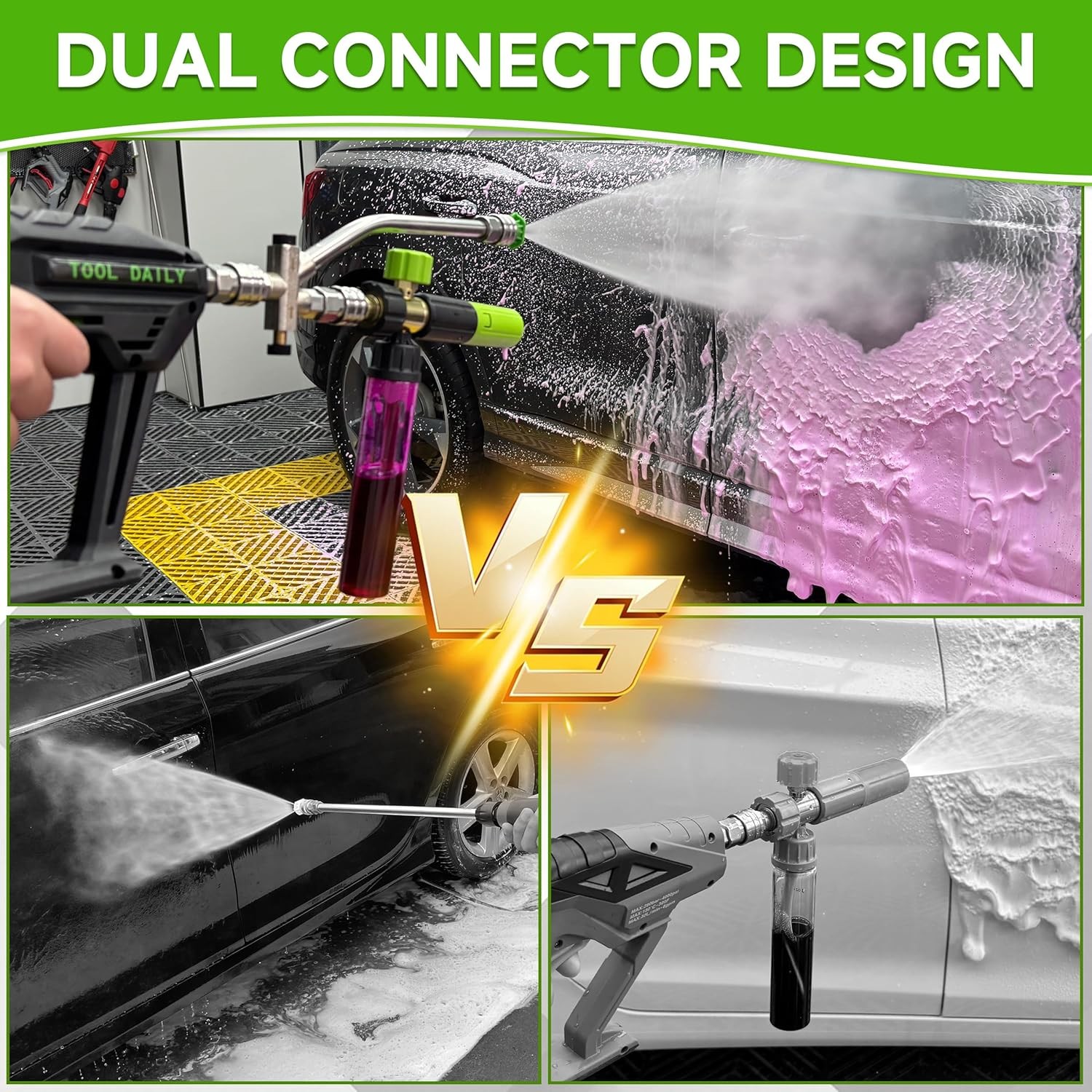 Mini Pressure Washer Gun with Foam Cannon and Dual Connector for Short