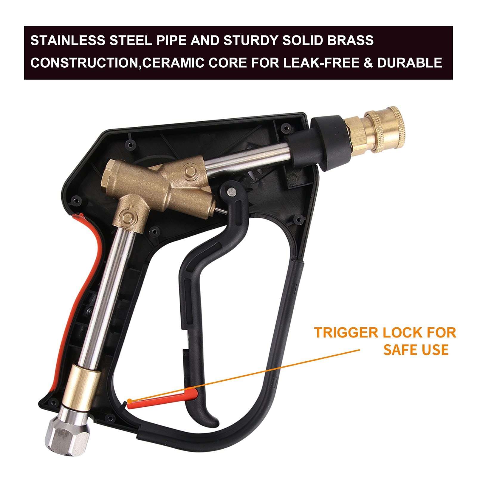 Pressure Washer Short Gun, Commercial 5000 PSI / 10.5 GPM, Swivel Inlet, 3/8 Inc