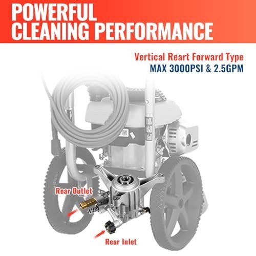7/8″ Shaft Vertical Pressure Washer Pump 3000 PSI @ 2.5 GPM Replacement for Powe