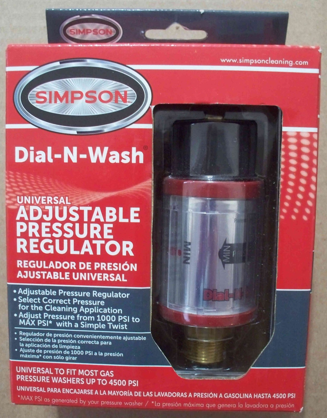 Simpson Dial-N-Wash Adjustable Pressure Regulator-Max 4500PSI-82232-Combo Ship