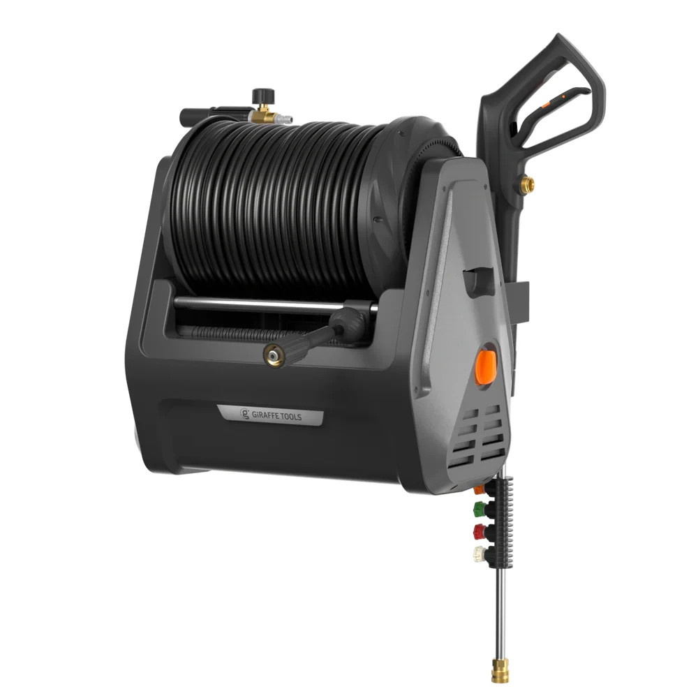 Giraffe Tools Grandfalls Retractable Pressure Washer Plus Wall Mount 100FT Hose
