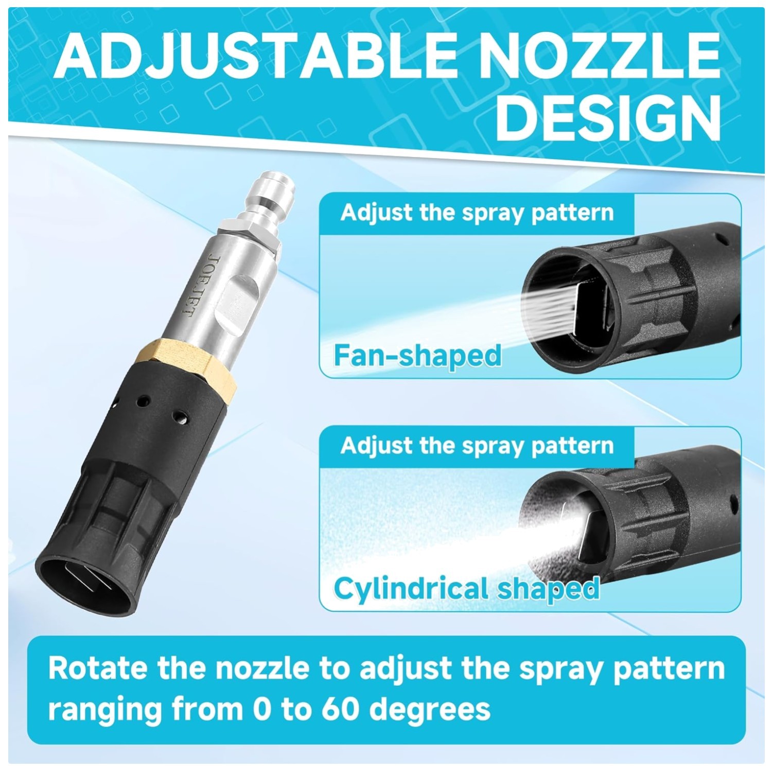 Adjustable Downstream Soft Wash Nozzle – 0 to 60 Degree