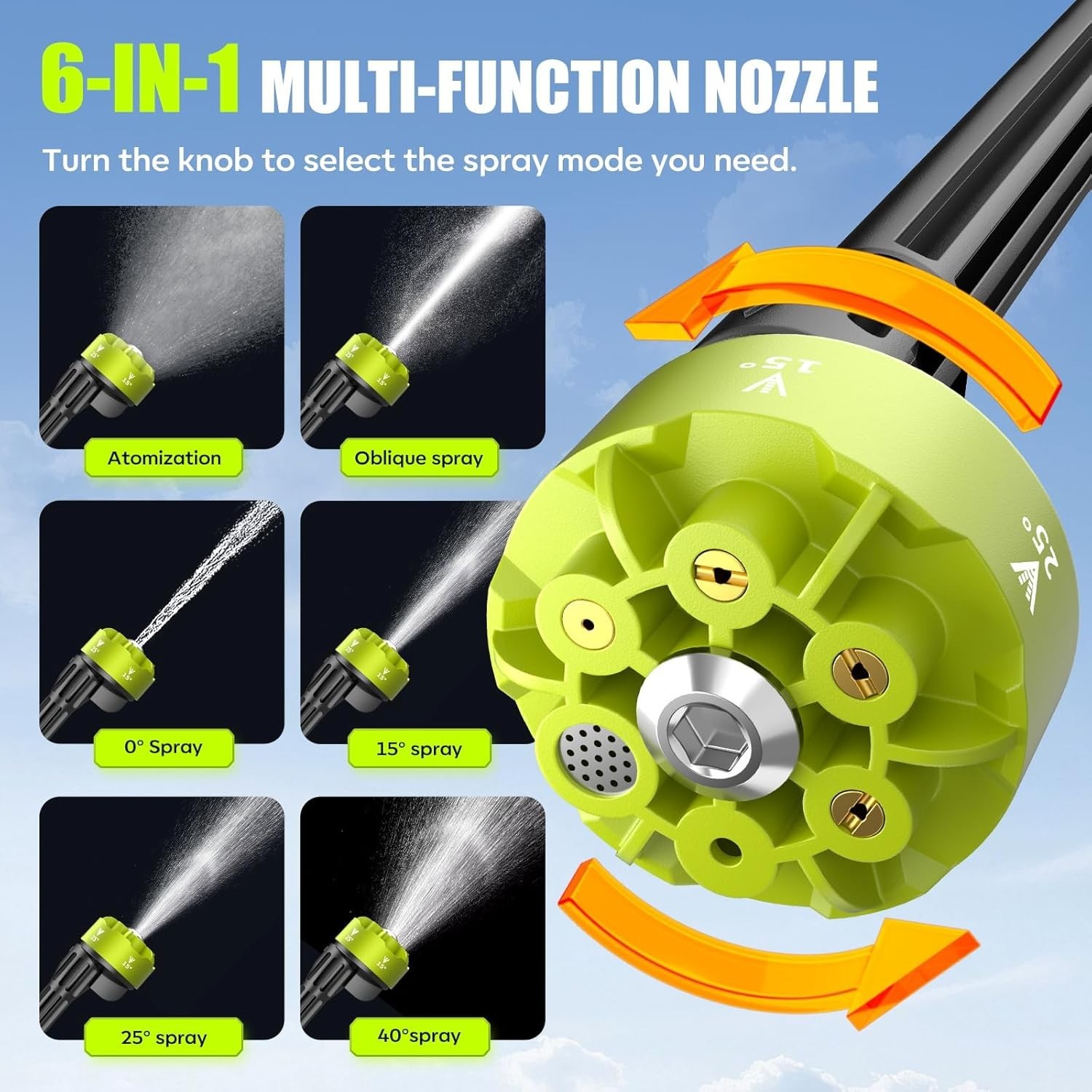 Cordless Pressure Washer 1200 PSI 30 Speed w/ 6-in-1 Nozzle 24FT Hose