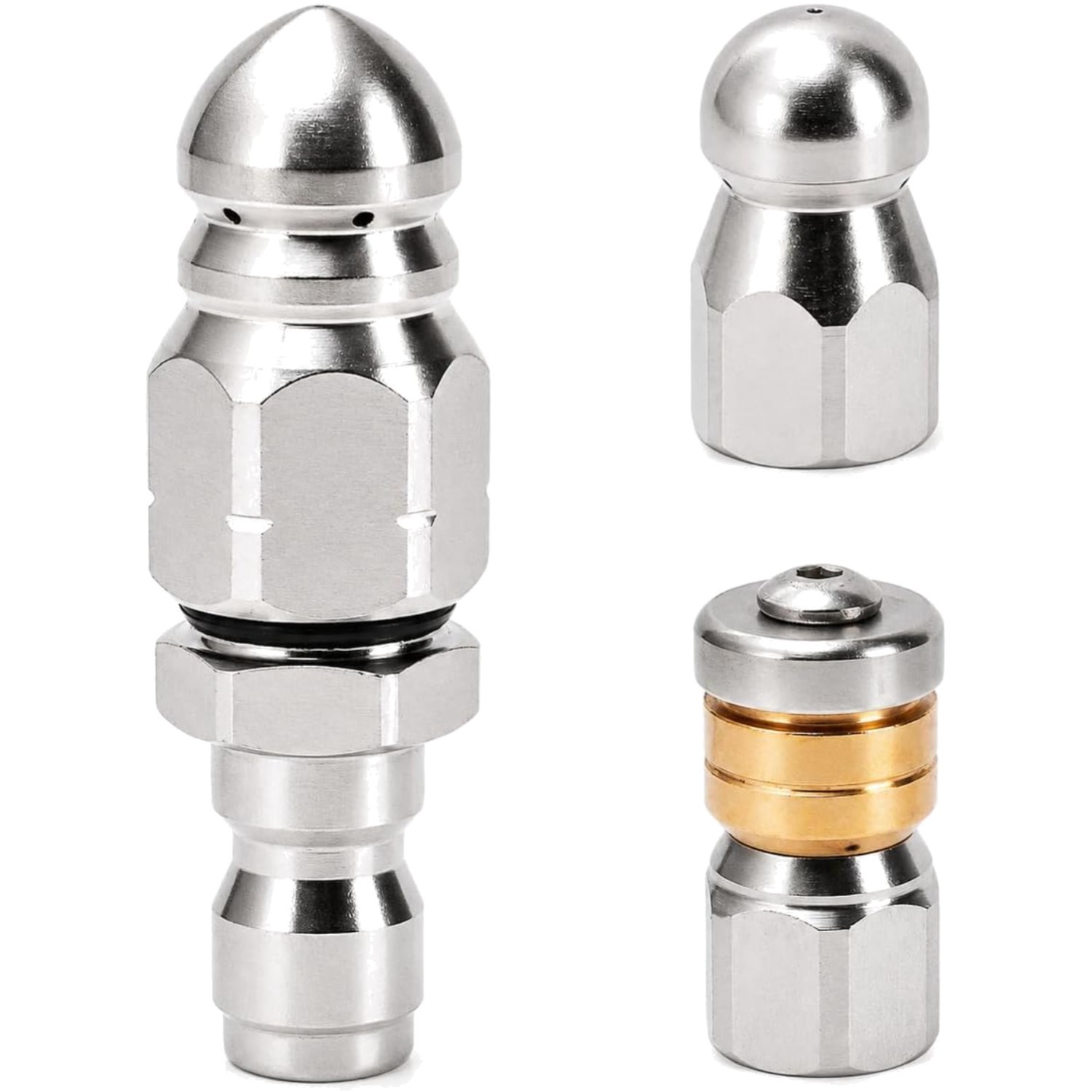 Sewer Jetter Nozzle Kit, 3-Pack, 1/4” Quick Connect, 5000 PSI