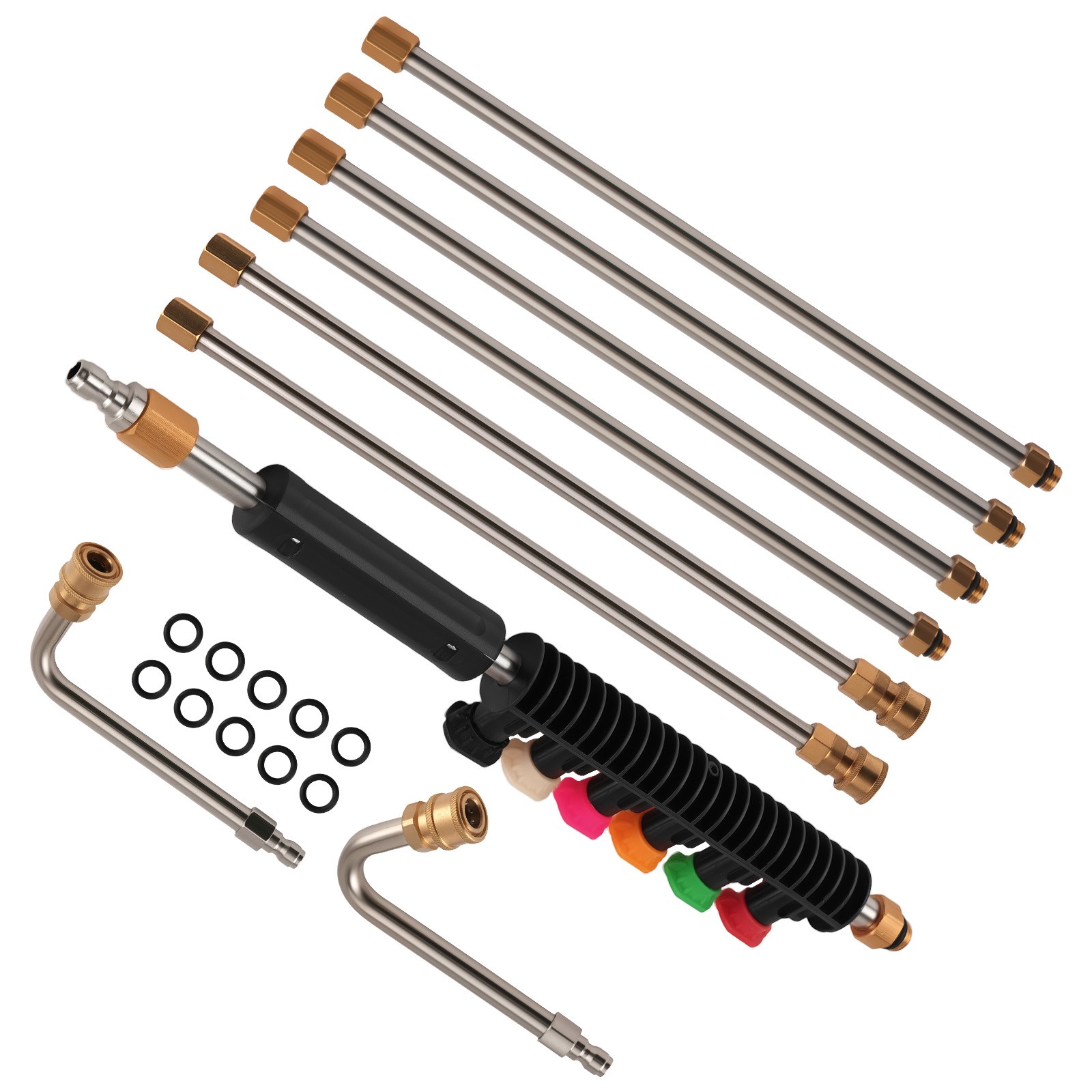 Extension Wand Kit 4000PSI 6 Tips for Pressure Washer Stainless Steel Rod