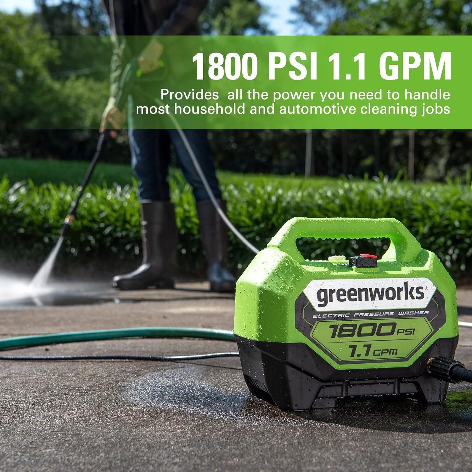 Versatile Greenworks 1800 PSI Pressure Washer – Includes Quick Connect Nozzles